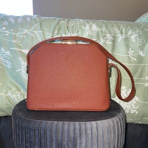 Brown Faux Leather Shoulder Bag